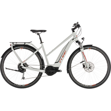 Bicicleta de viaje eléctrica CUBE TOURING HYBRID 500 TRAPEZ Mujer Gris claro 2019 0